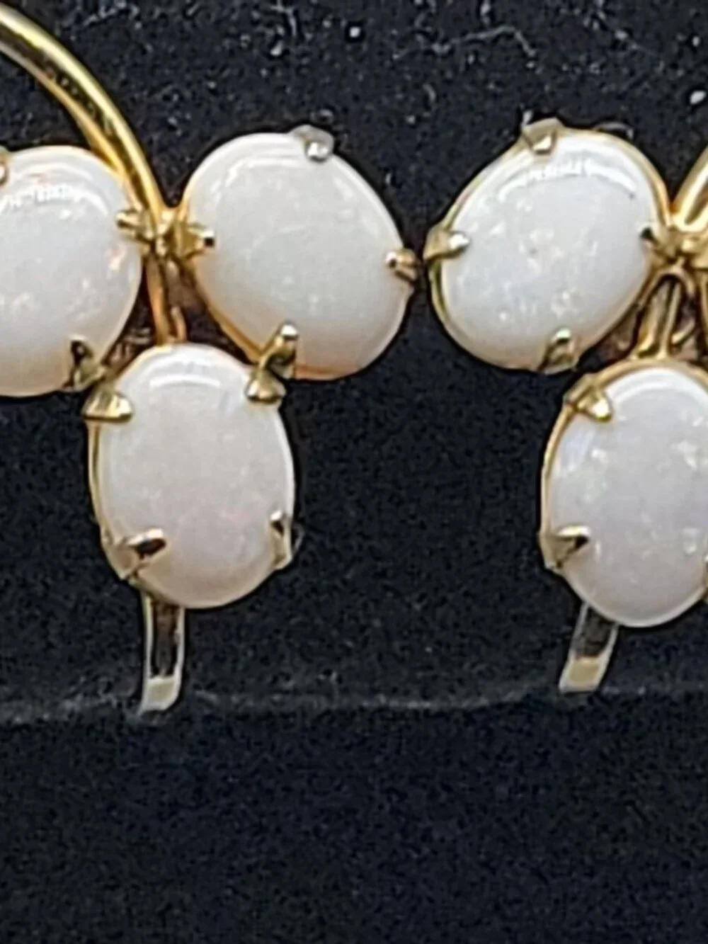 Sorrento 12kGF Faux Opal Cluster Clipped On Earrings Yellow Gold Filled Vintage